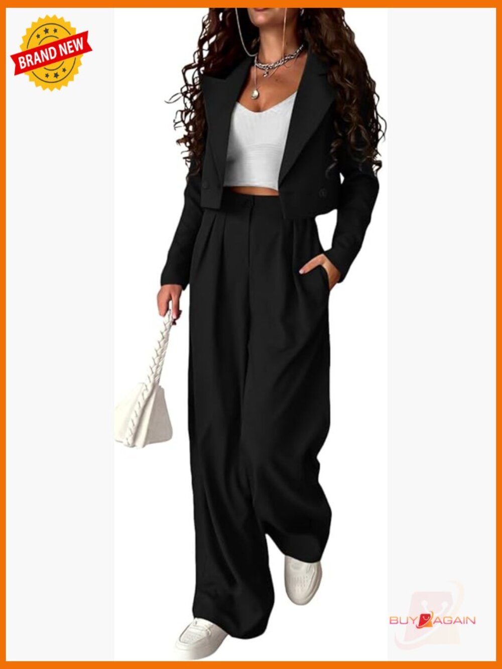Business Casual 2 Piece Blazer & Wide Leg Pants Suit Set Work Outfits Women